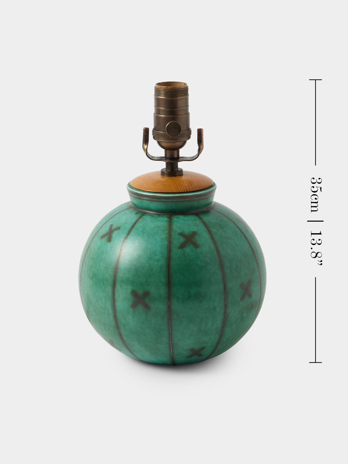 Antique and Vintage - 1930 Wilhelm Kåge Argenta Stoneware Table Lamp - Green - ABASK