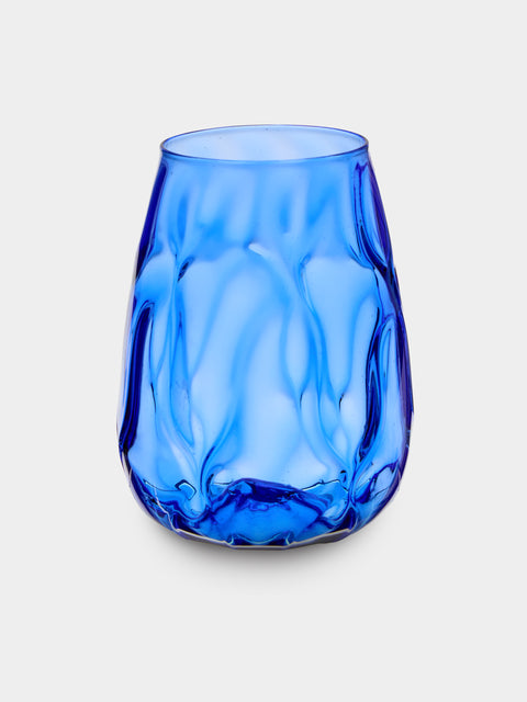 Antique and Vintage - Mid-Century Vittorio Zecchin Murano Glass Vase (6.5in/17cm) - Blue - ABASK - 