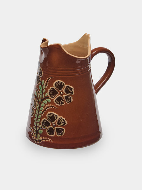 Poterie d’Évires - Flowers Hand-Painted Ceramic Petite Milk Jug - Light brown - ABASK - 
