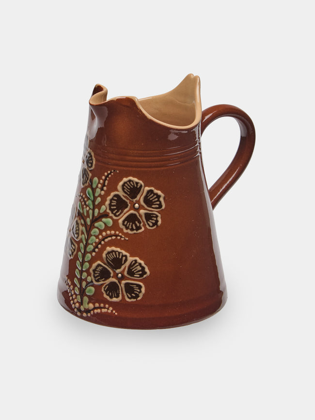 Poterie d’Évires - Flowers Hand-Painted Ceramic Petite Milk Jug - Light brown - ABASK - 