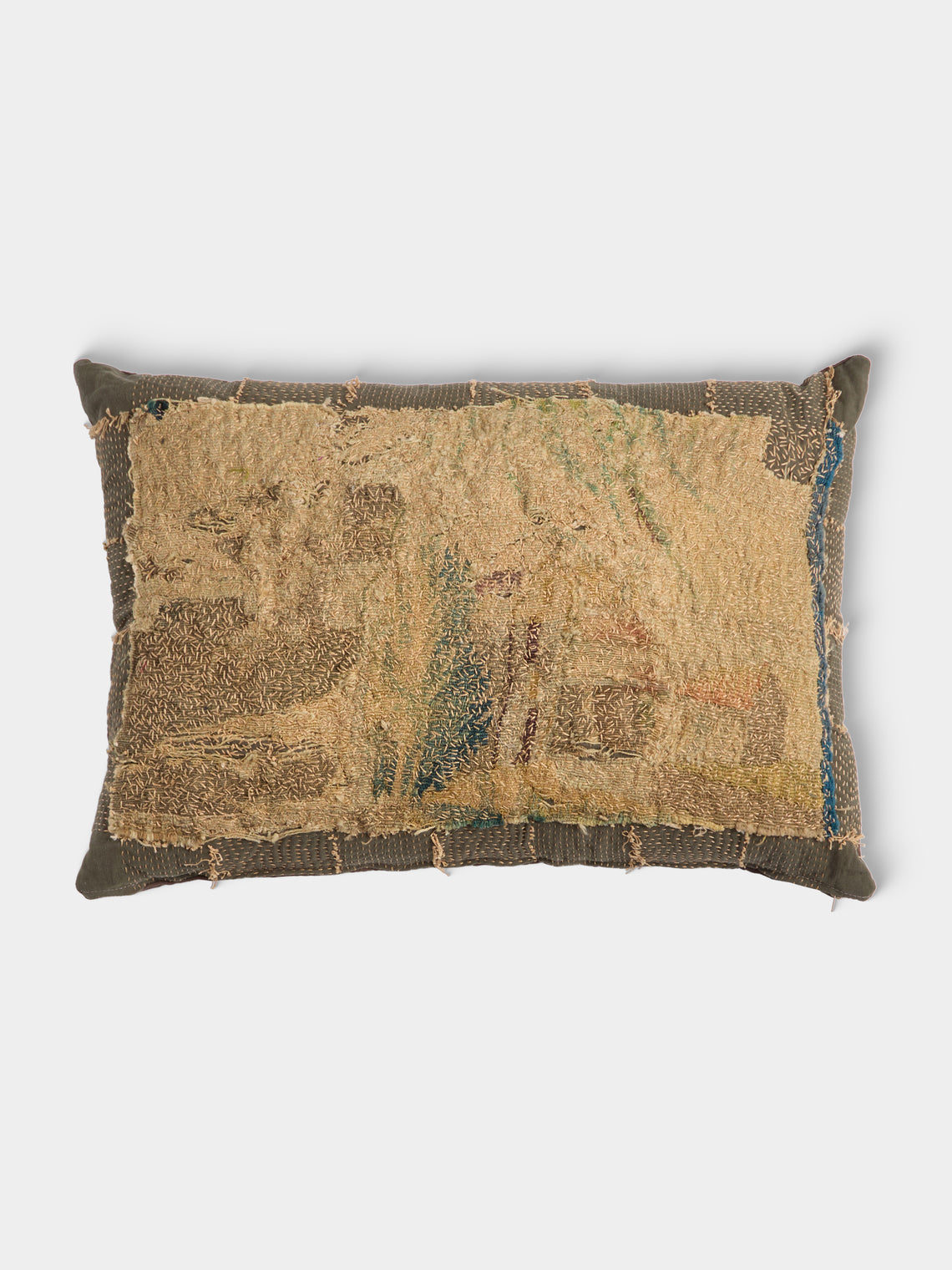 By Walid - 17th-Century Flemish Verdure Tapestry Damask Cushion (30.5in/77cm) - Multiple - ABASK - 