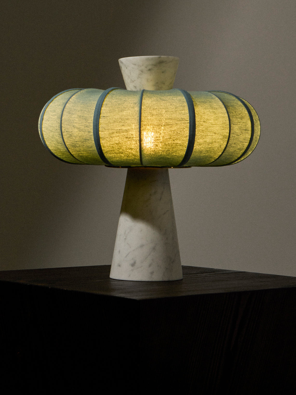 Zavadski - Andorra Art Deco Stone and Fabric Table Lamp - Blue - ABASK