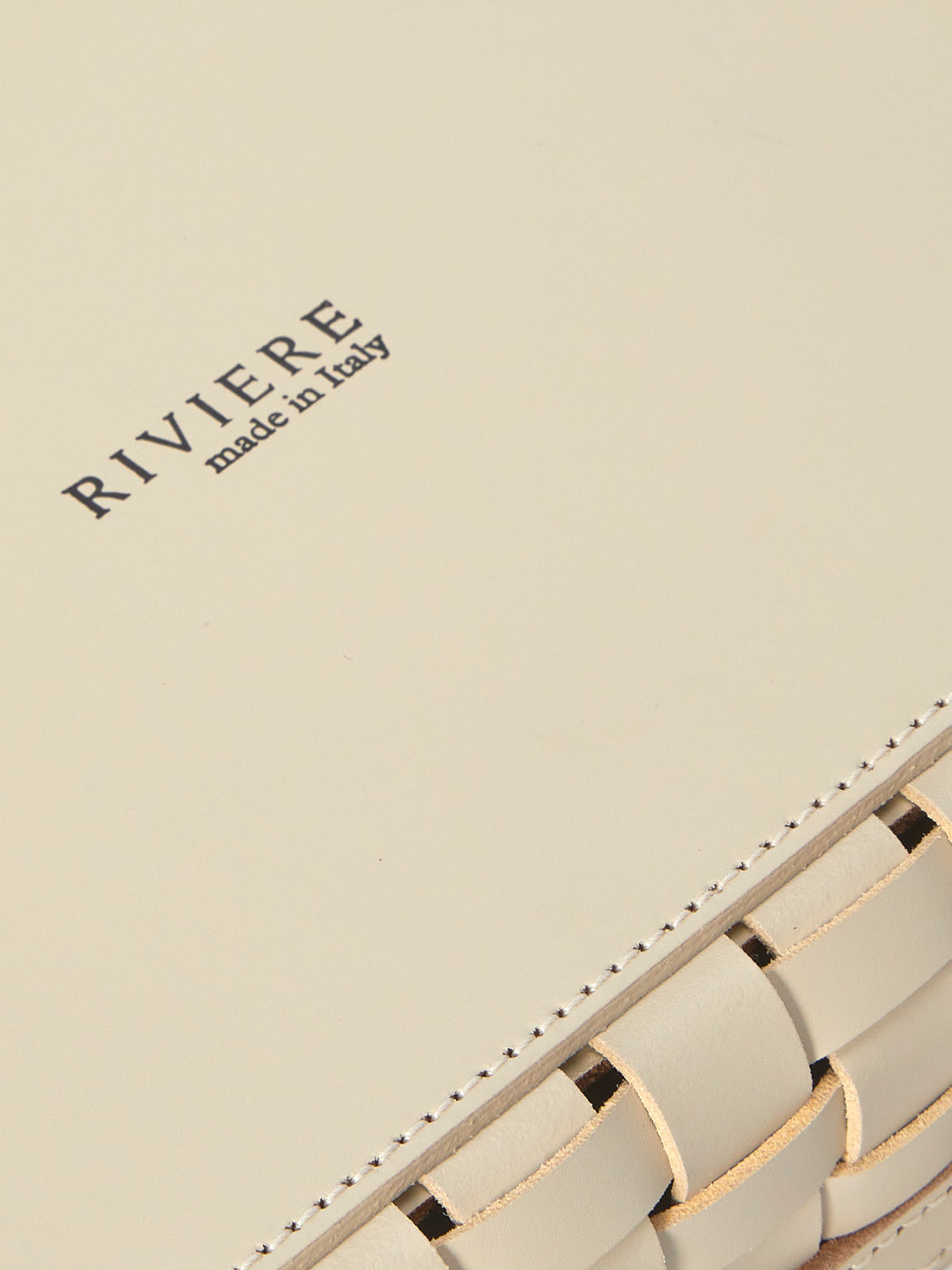 Riviere - Woven Leather Tray (10in/25cm) - Cream - ABASK