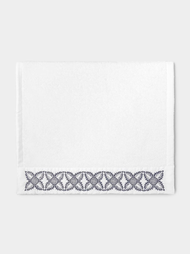 Loretta Caponi - Foliage Embroidered Cotton Hand Towel -  - ABASK - 