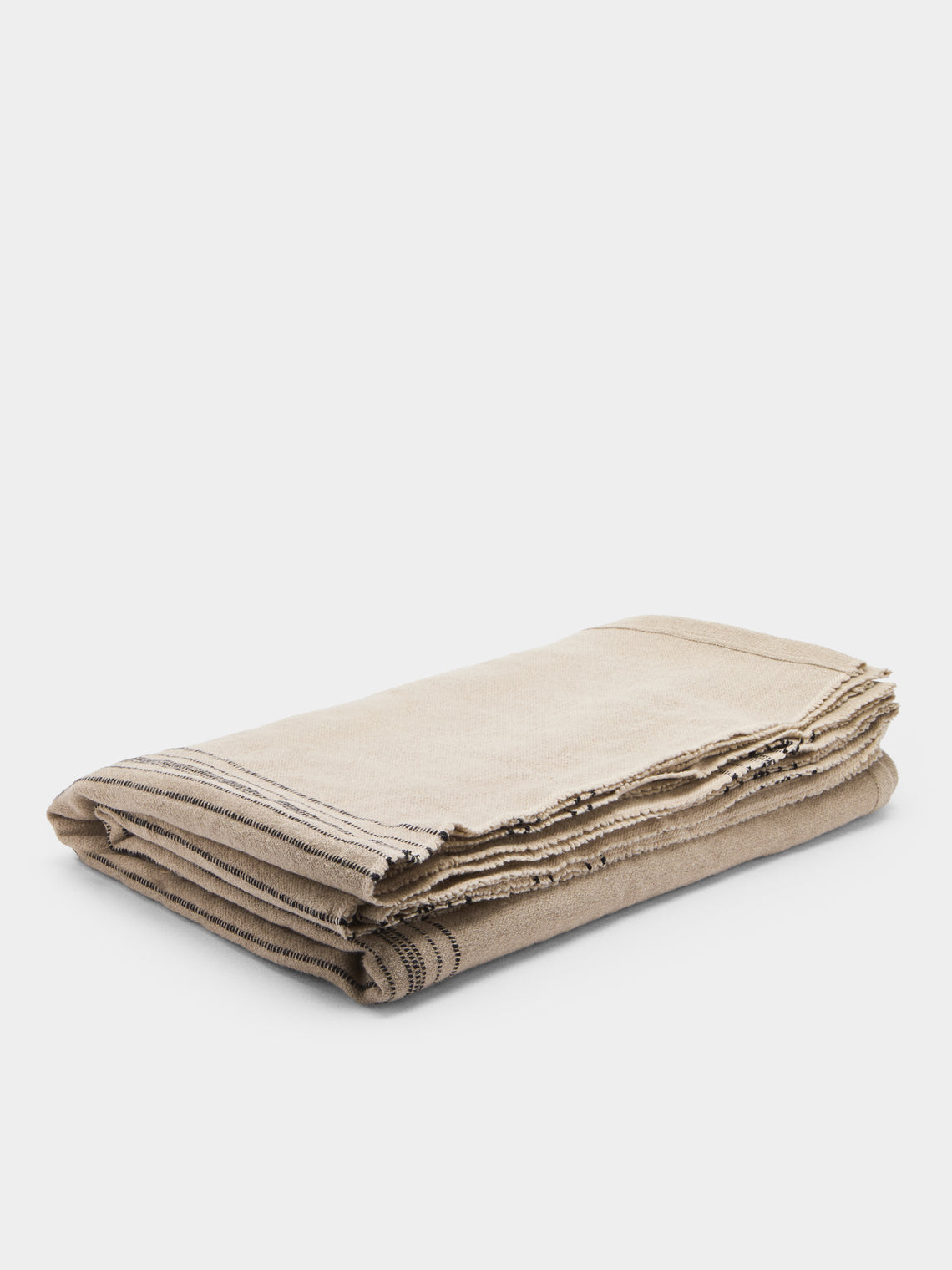 Libeco - The Moroccan Stripe Belgian Linen Bed Blanket (102in/2.6m) - Natural - ABASK