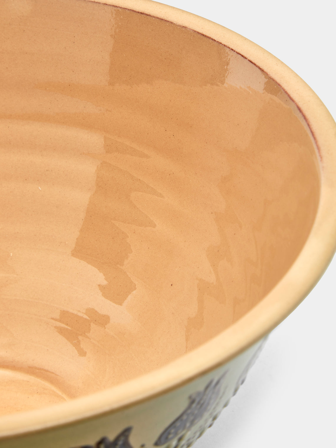 Poterie d’Évires - Flowers Hand-Painted Ceramic Large Serving Bowl - Green - ABASK