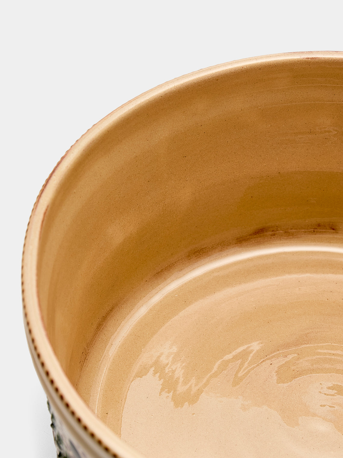 Poterie d’Évires - Flowers Hand-Painted Ceramic Round Pie Dish - Cream - ABASK