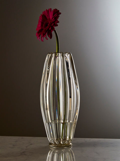 Antique and Vintage - 1960s Seguso Glass Vase (12in/31cm) - Clear - ABASK