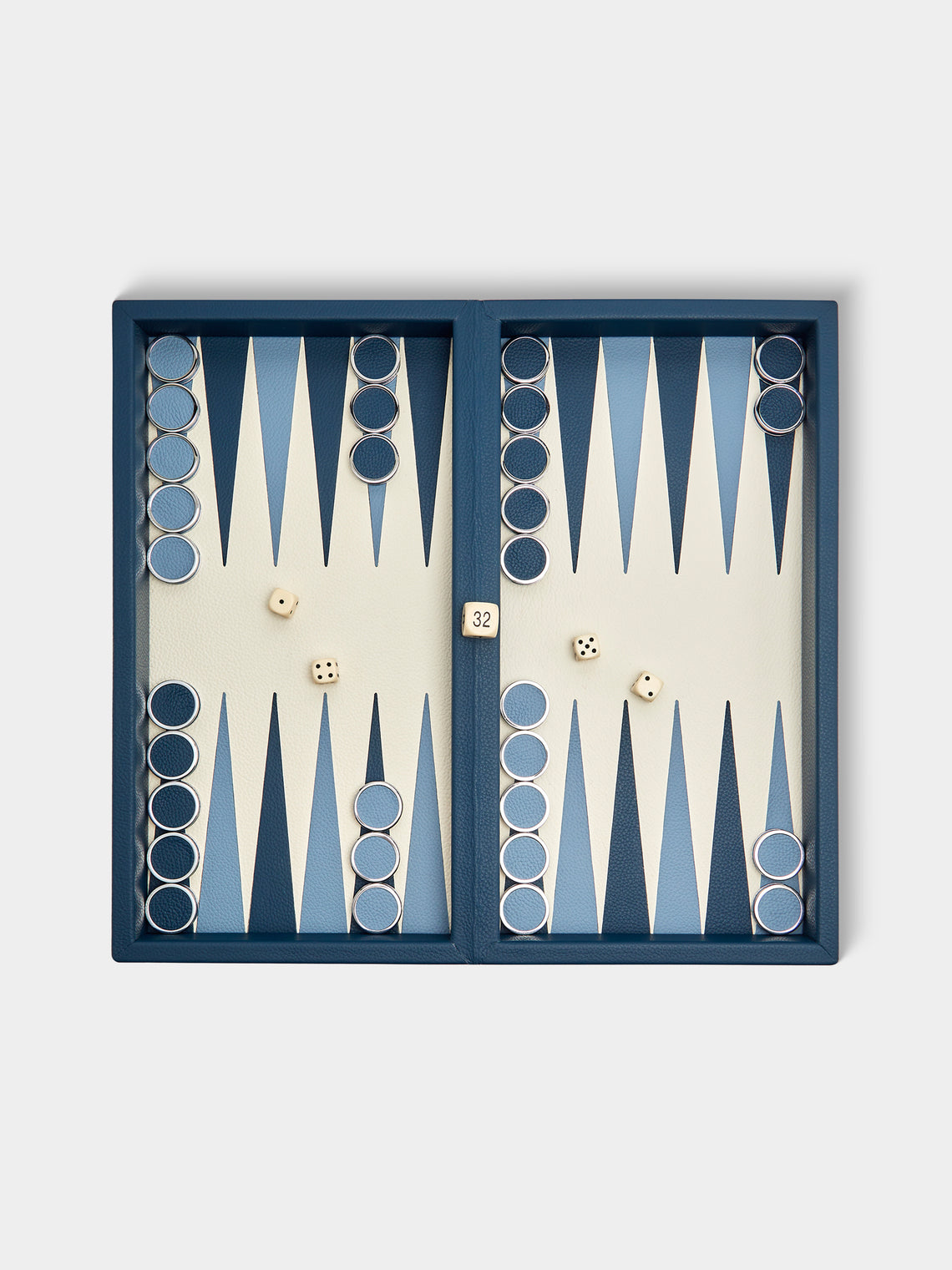 Geoffrey Parker - Leather Travel Backgammon Set - Blue - ABASK