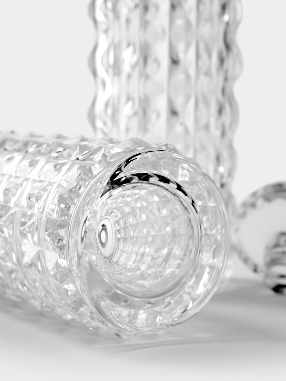 Antique and Vintage - 1930s Art Deco Crystal and Solid Silver Decanters (Set of 2) - Clear - ABASK