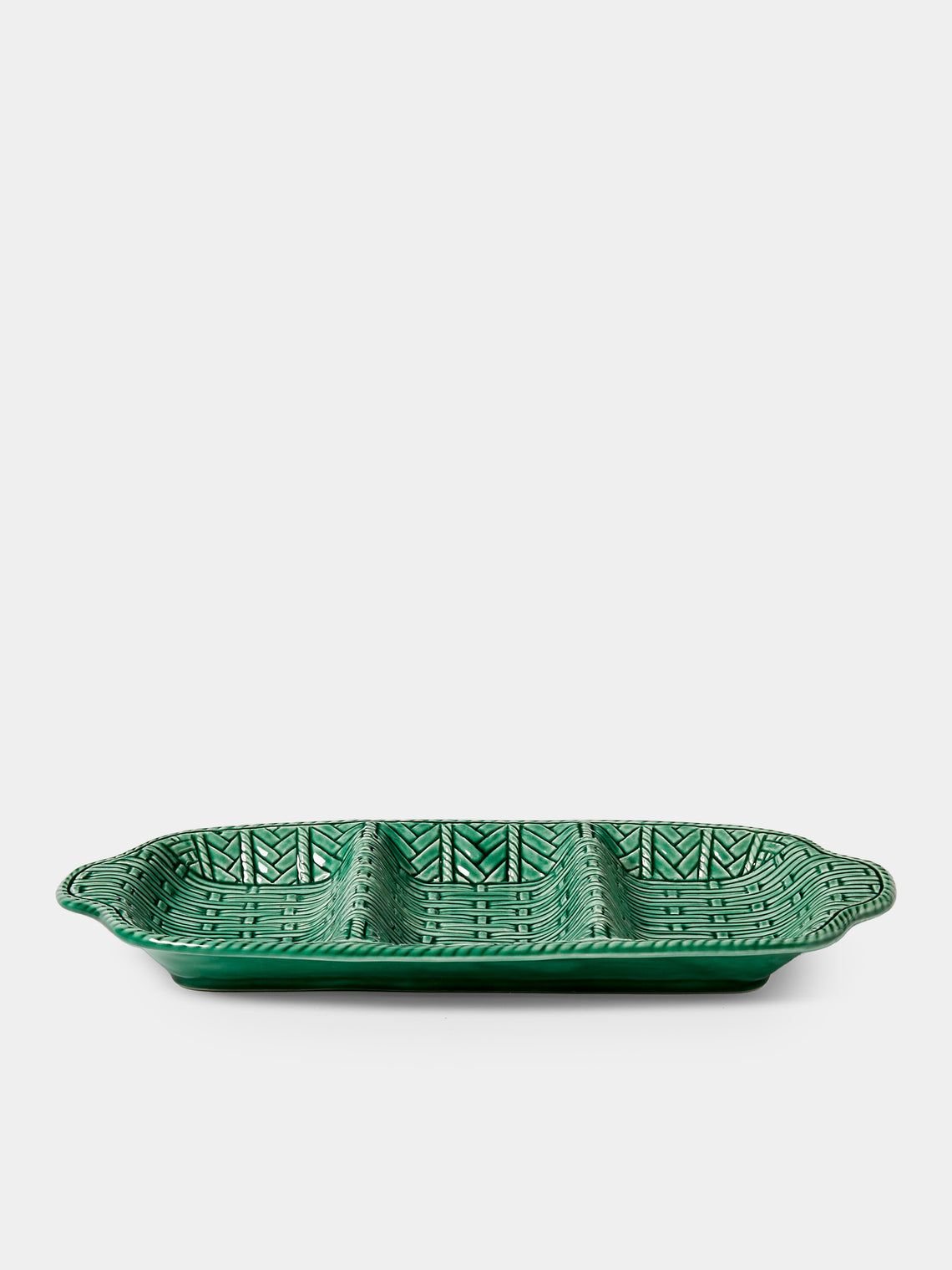 Verdolini - Palizzata Hand-Painted Ceramic Triple Appetizer Dish - Green - ABASK