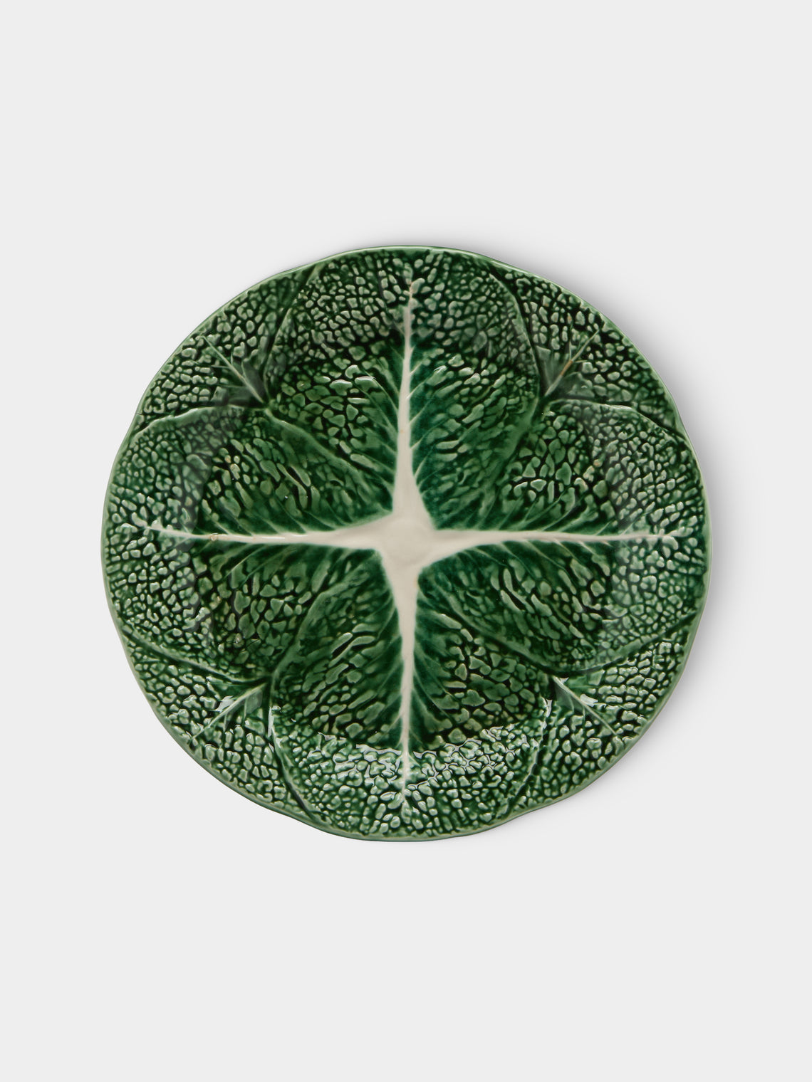 Antique and Vintage - Mid-Century Cabbage Majolica Ceramic Dinner Plates – 10.5in/27cm (Set of 8) - Green - ABASK