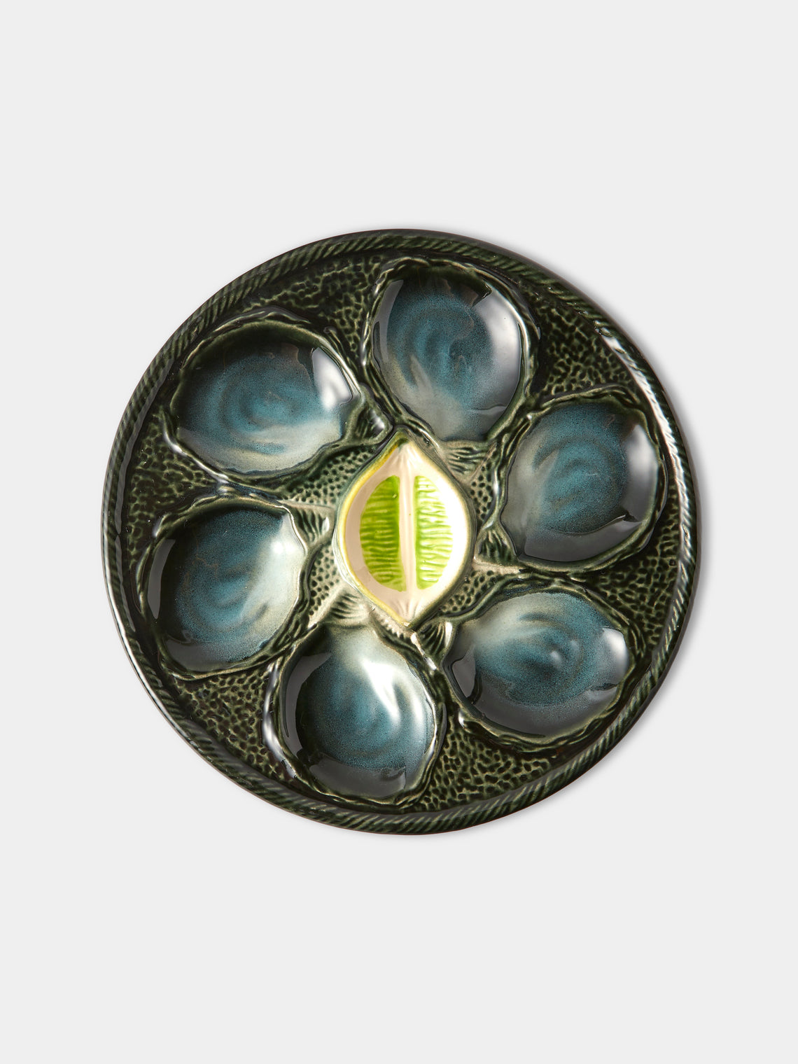 Antique and Vintage - Mid-Century Majolica Ceramic Oyster Plates (Set of 10) - Multiple - ABASK