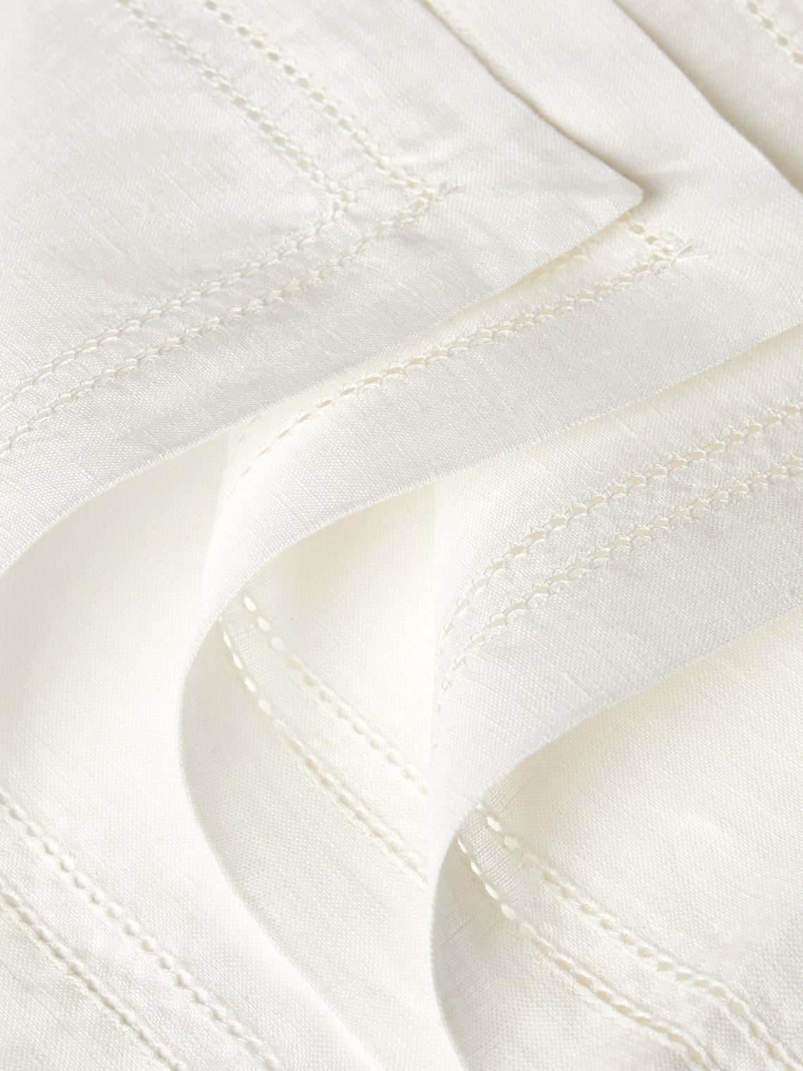 Volga Linen - Double Hem-Stitch Linen Napkins (Set of 6) - Ivory - ABASK