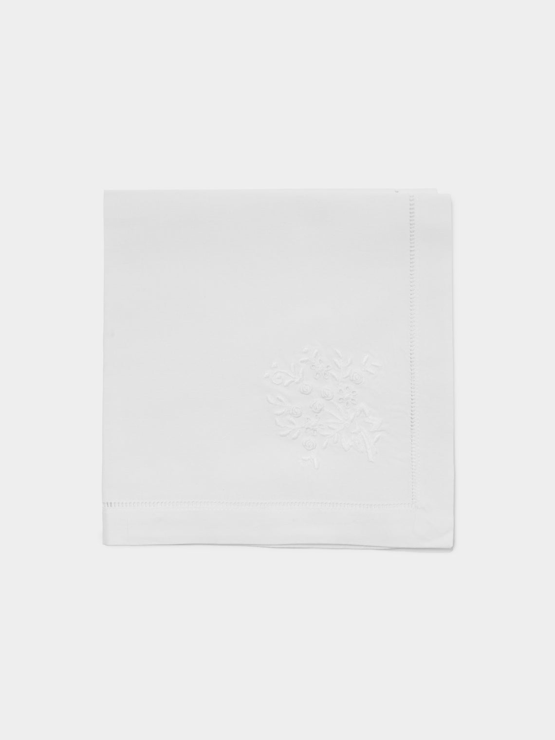 Rolande du Dreuilh Créations - Hand-Embroidered Cotton Napkins (Set of 4) - White - ABASK - 