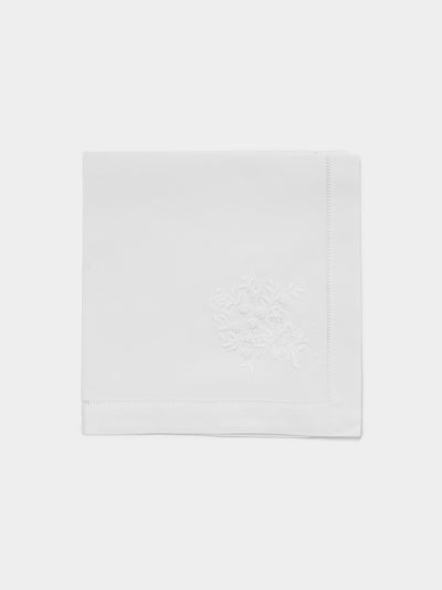 Rolande du Dreuilh Créations - Hand-Embroidered Cotton Napkins (Set of 4) - White - ABASK - 