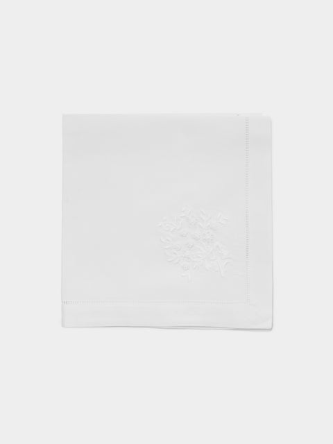 Rolande du Dreuilh Créations - Hand-Embroidered Cotton Napkins (Set of 4) - White - ABASK - 