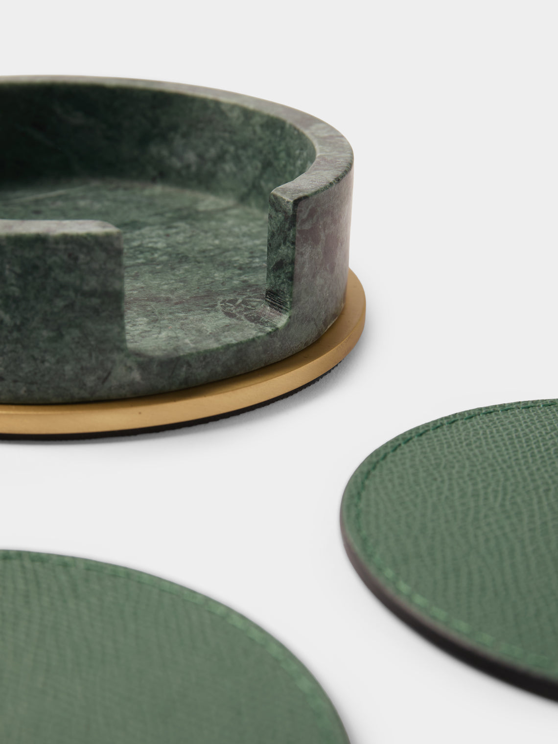 Giobagnara - Positano Marble Coasters with Holder (Set of 6) - Green - ABASK