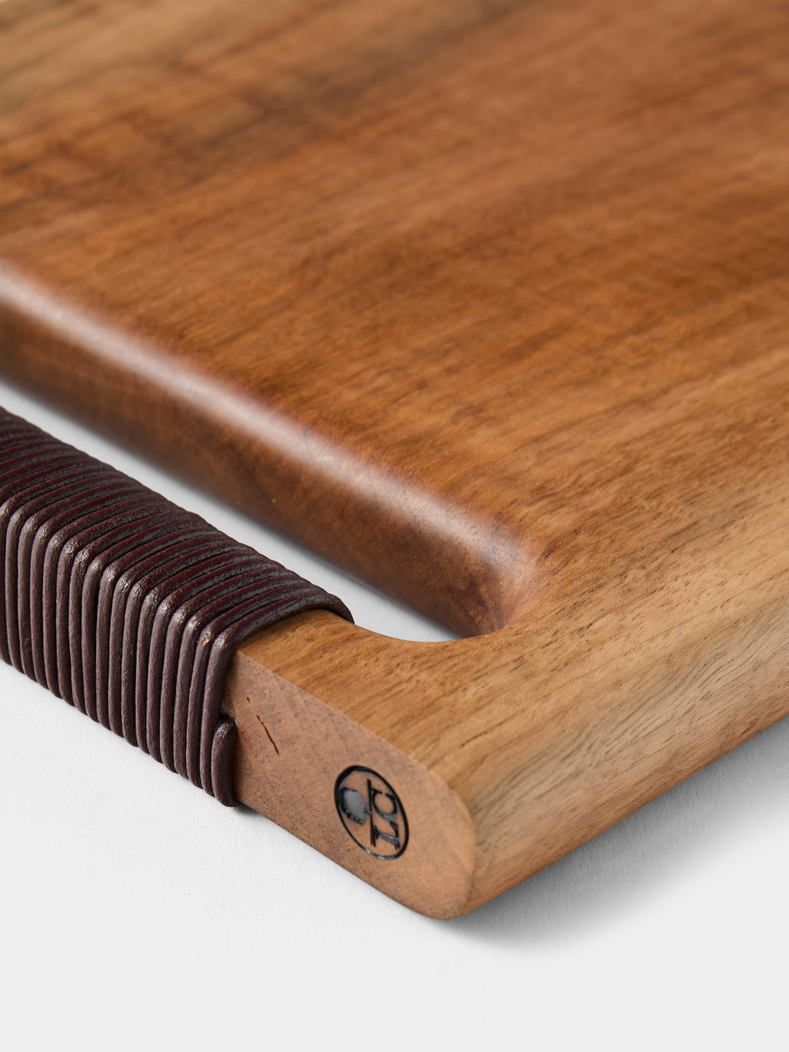 Lucas Castex - Hand-Carved Wood Serving Board with Leather Handles - Brown - ABASK