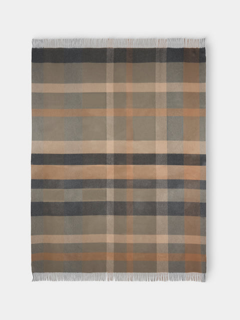 Johnstons of Elgin - Umbra Plaid Cashmere Throw (75in/1.9m) - Beige - ABASK - 