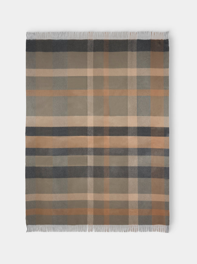 Johnstons of Elgin - Umbra Plaid Cashmere Throw (75in/1.9m) - Beige - ABASK - 