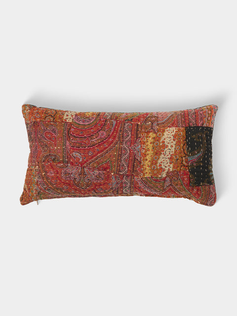 By Walid - 19th-Century Paisley Patchwork Wool and Linen Cushion (20.5in/52cm) - Multiple - ABASK - 