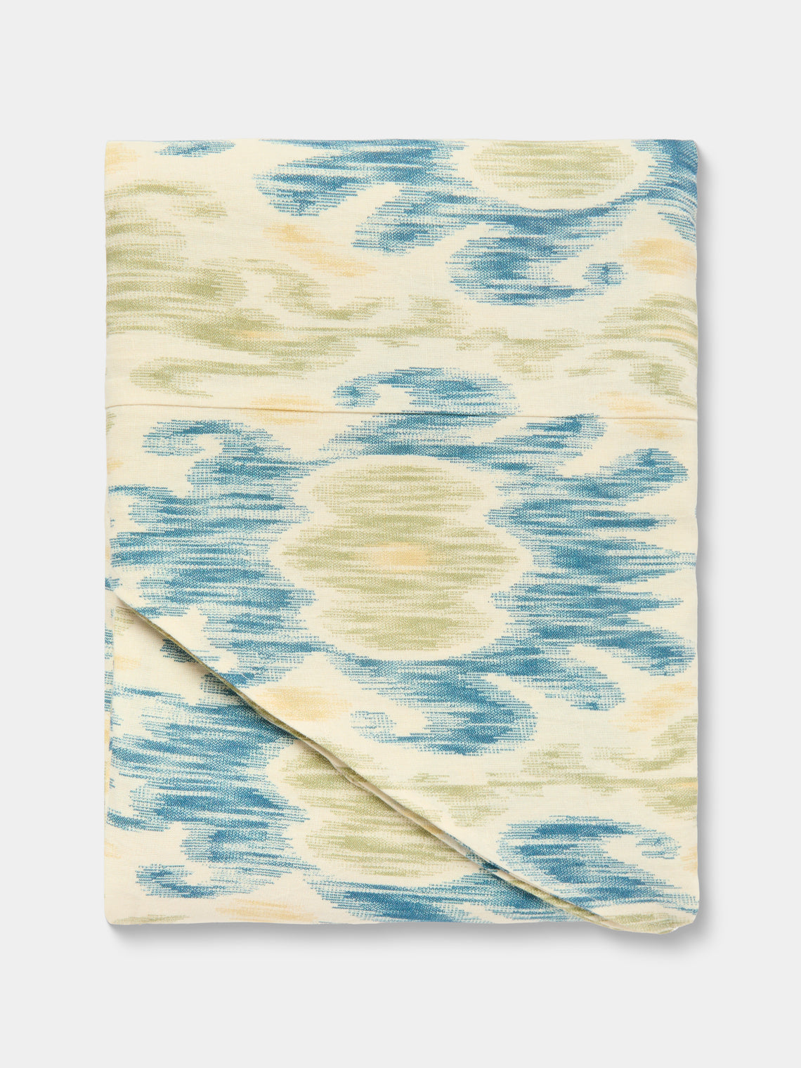 D'Ascoli - Amina Printed Linen Round Tablecloth (90.5in/2.3m) - Blue - ABASK