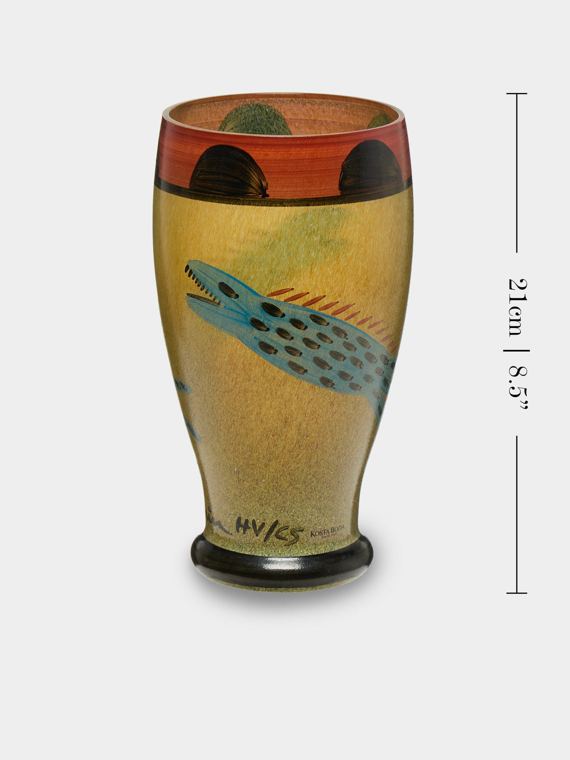 Antique and Vintage - 1960s Ulrica Hydman-Vallien for Kosta Boda Nevada Vase (8in/21cm) - Yellow - ABASK