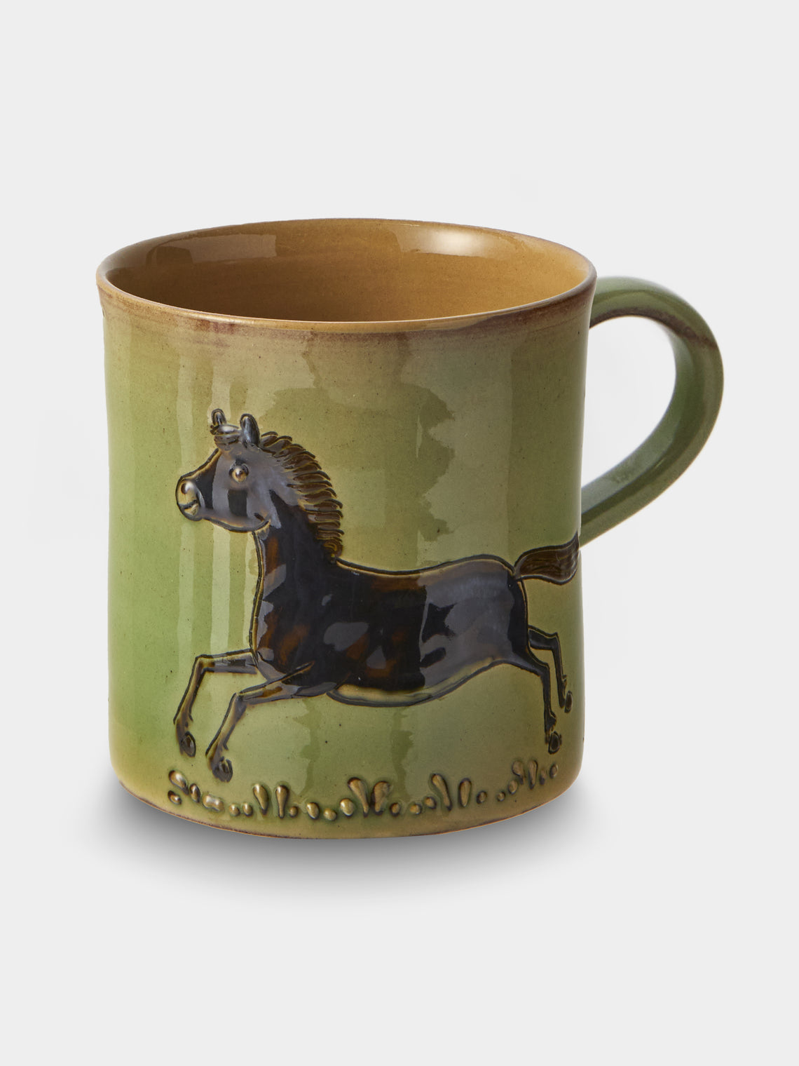 Poterie d’Évires - Animals Hand-Painted Ceramic Mugs (Set of 4) - Green - ABASK