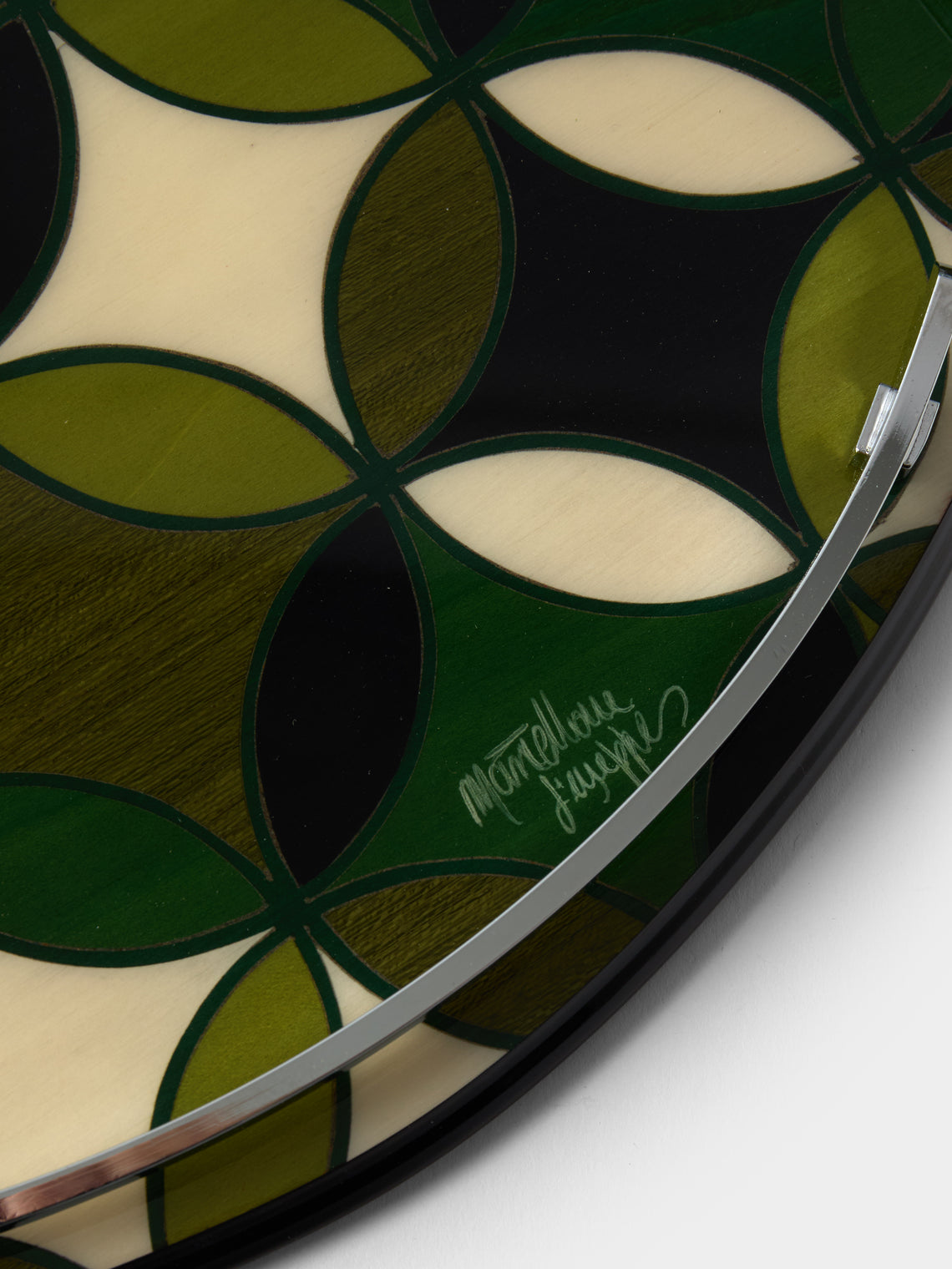 Mastellone Giuseppe - Wood Inlay Tray (12.5in/32cm) - Green - ABASK