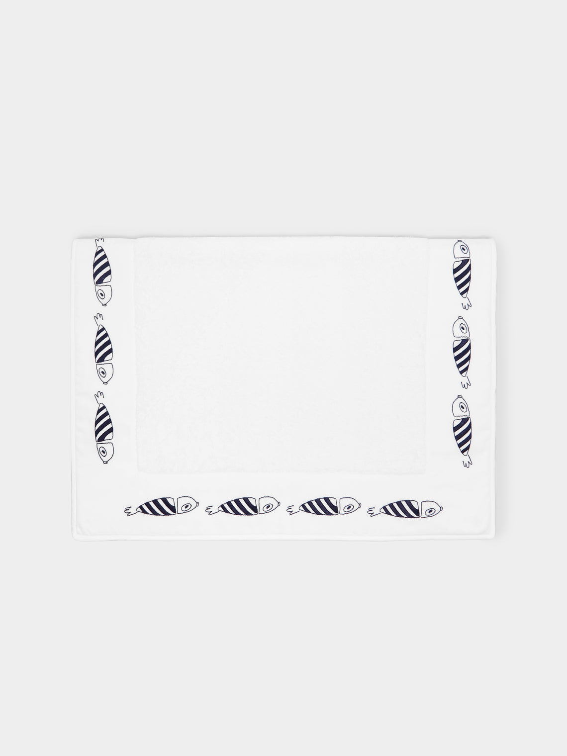Loretta Caponi - Striped Fish Hand-Embroidered Cotton Bath Mat -  - ABASK