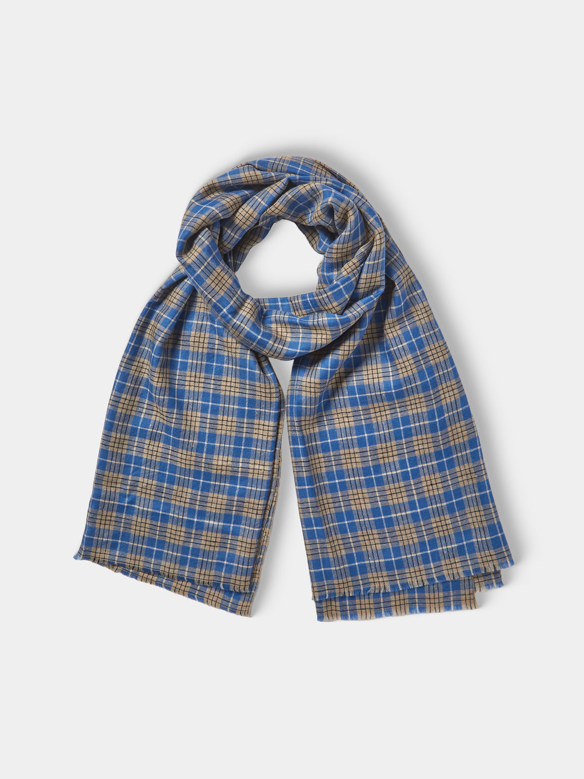 Me & K - Cashmere Check Scarf | One Size - Blue - ABASK - 