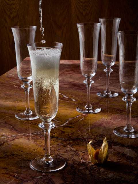 Antique and Vintage - 1947 Daum Saumur Champagne Flutes (Set of 10) - Clear - ABASK