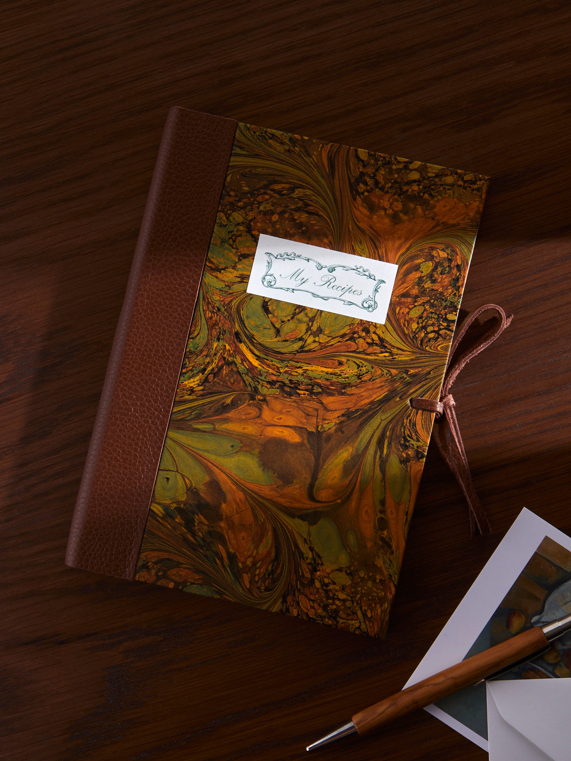 Hand-Marbled Leather-Bound Wine, Gardening & Recipe Journals (Set of 3)