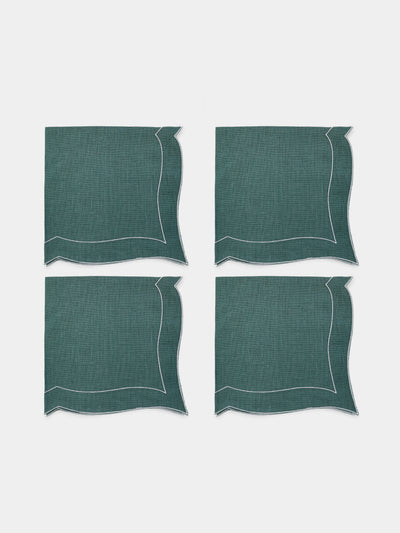 La Gallina Matta - Parentesi Linen Napkins (Set of 4) - Blue - ABASK - 