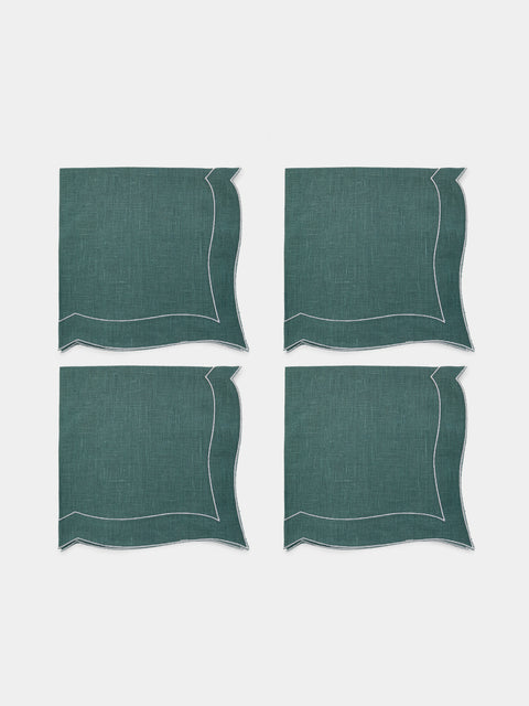 La Gallina Matta - Parentesi Linen Napkins (Set of 4) - Blue - ABASK - 