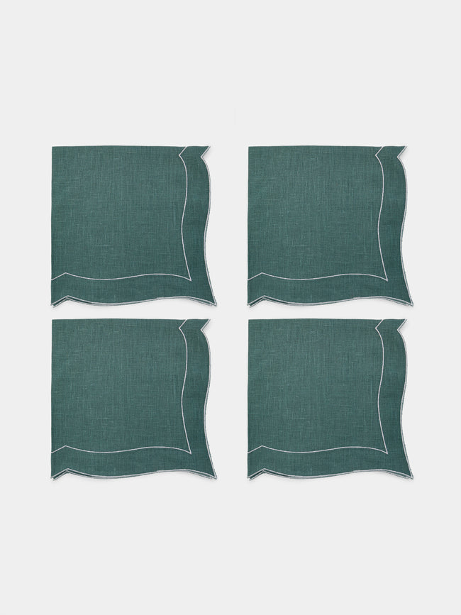 La Gallina Matta - Parentesi Linen Napkins (Set of 4) - Blue - ABASK - 