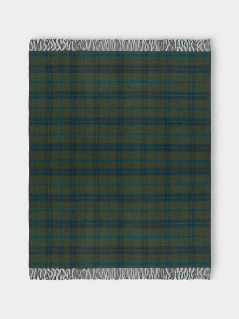 Johnstons of Elgin - Double-Faced Wool Check Throw (75in/1.9m) - Green - ABASK - 