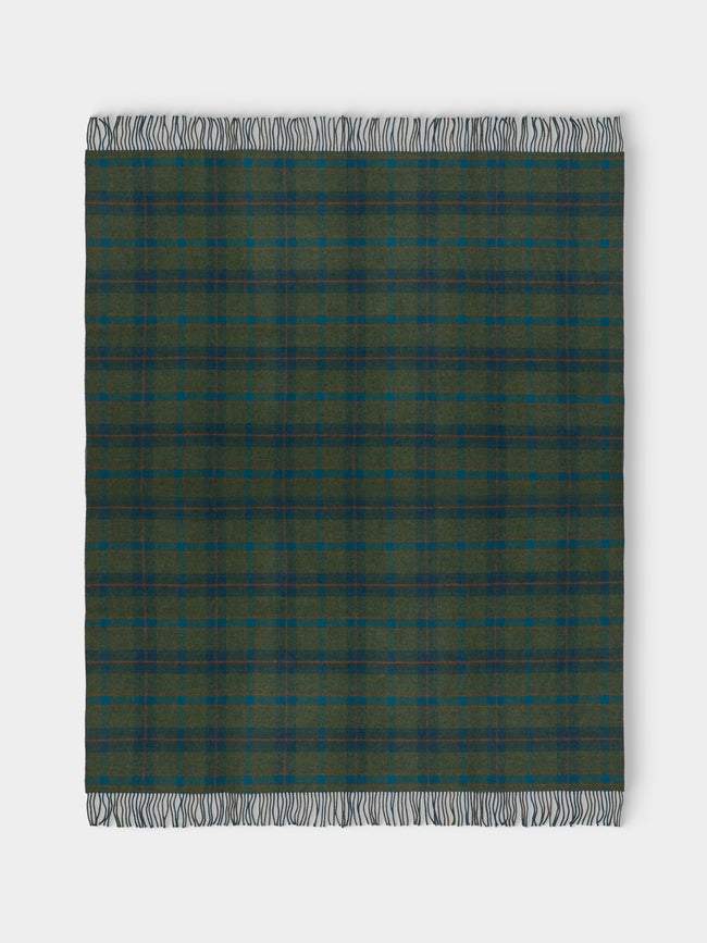 Johnstons of Elgin - Double-Faced Wool Check Throw (75in/1.9m) - Green - ABASK - 