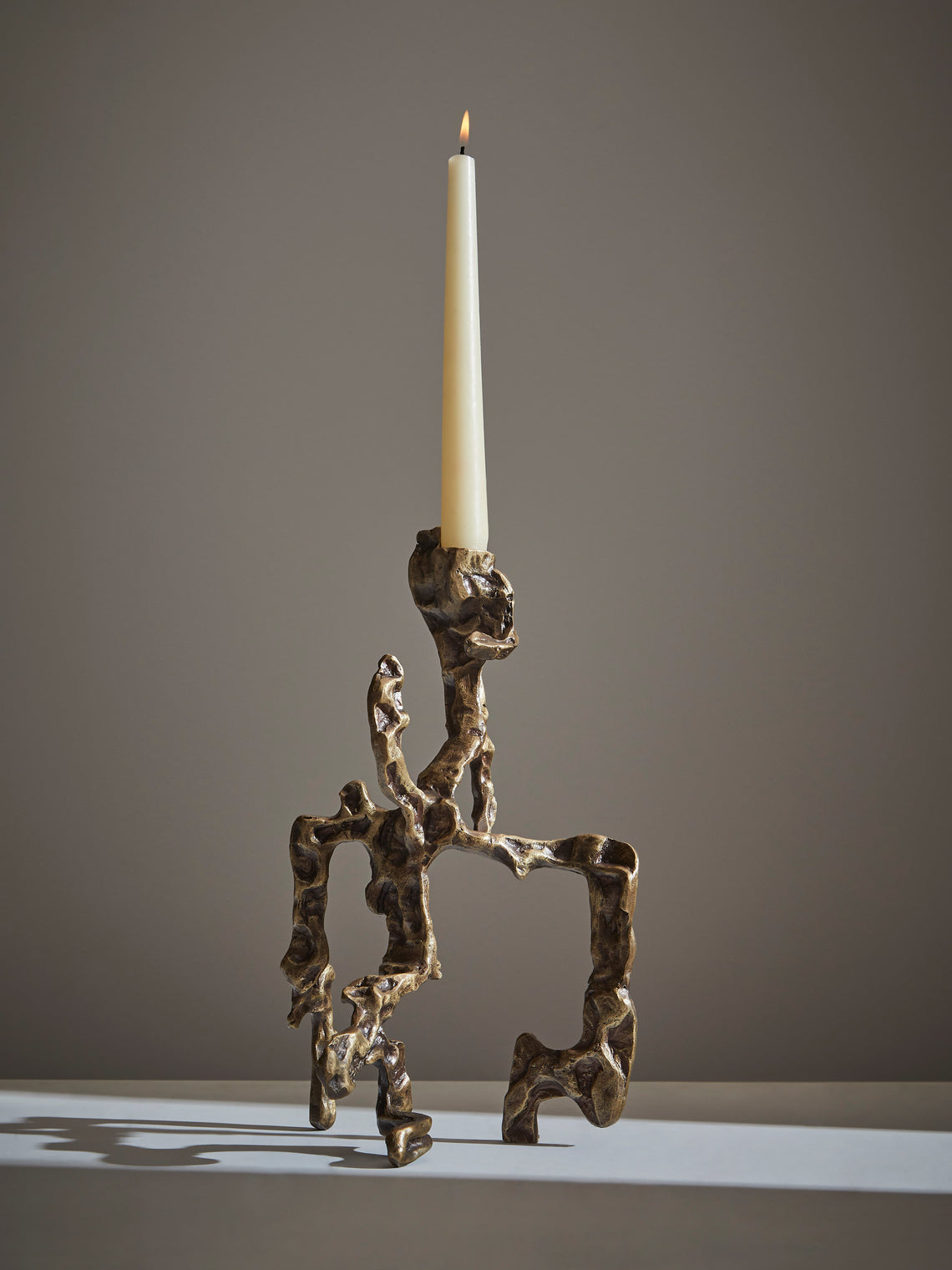 Viya - Harappa Brass Medium Candle Holder - Bronze - ABASK