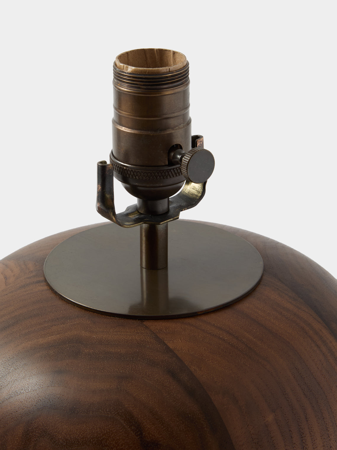 Aimee Betts - Ricasso Barrel Walnut and Leather Short Table Lamp - Navy - ABASK