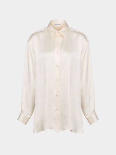 Dusan - Doppio Silk Shirt - Cream - ABASK - 