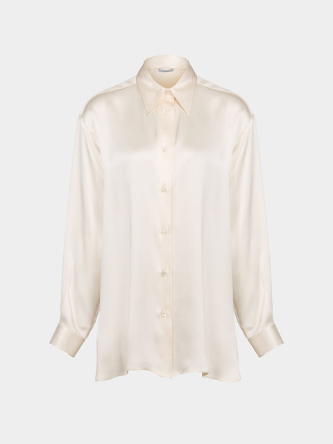Dusan - Doppio Silk Shirt - Cream - ABASK - 