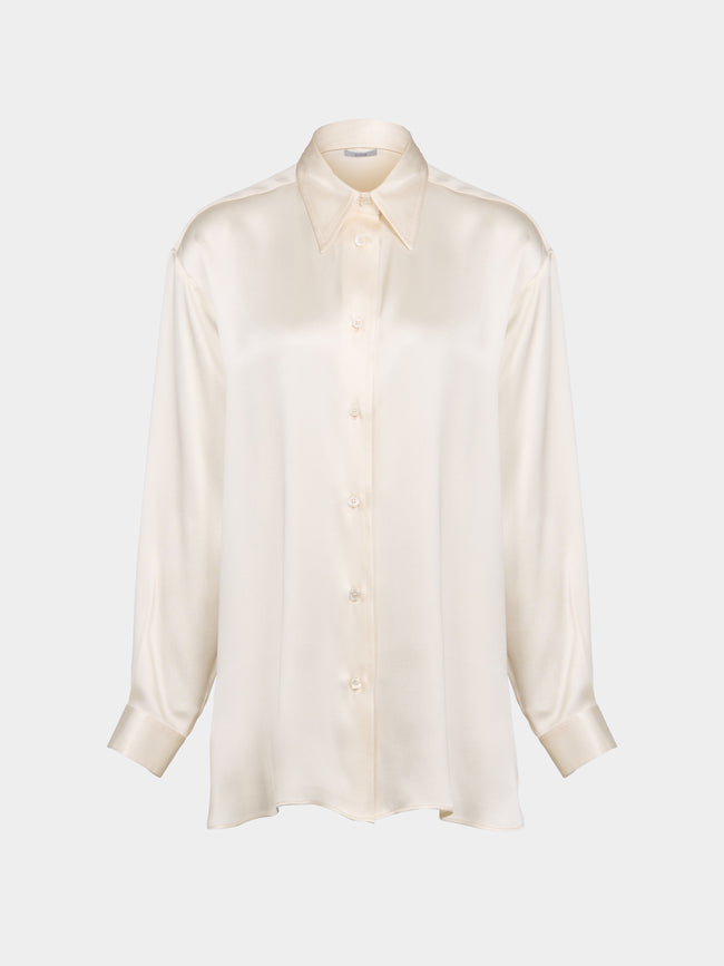 Dusan - Doppio Silk Shirt - Cream - ABASK - 