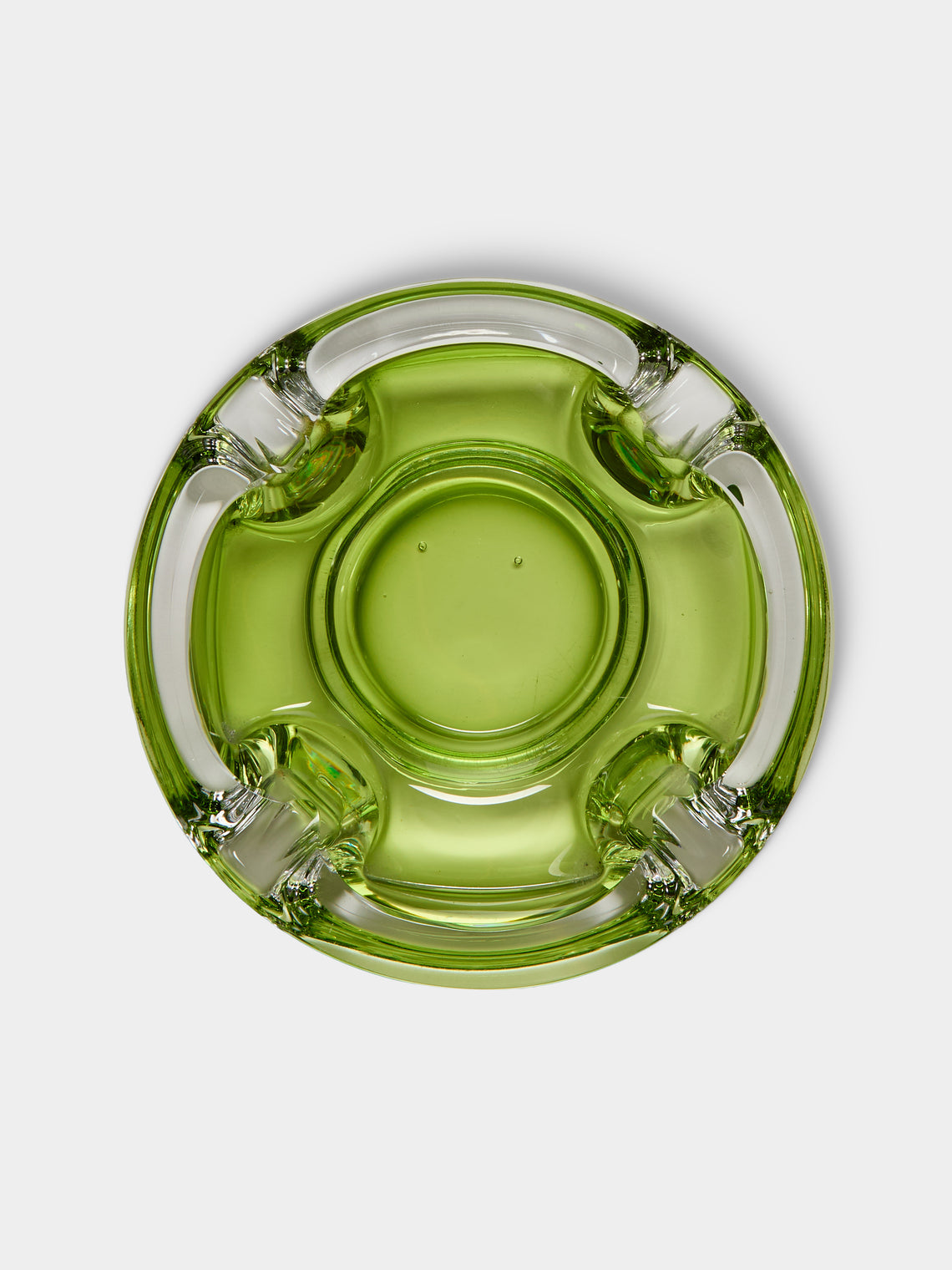 Antique and Vintage - Mid-Century Crystal Ashtray - green - ABASK