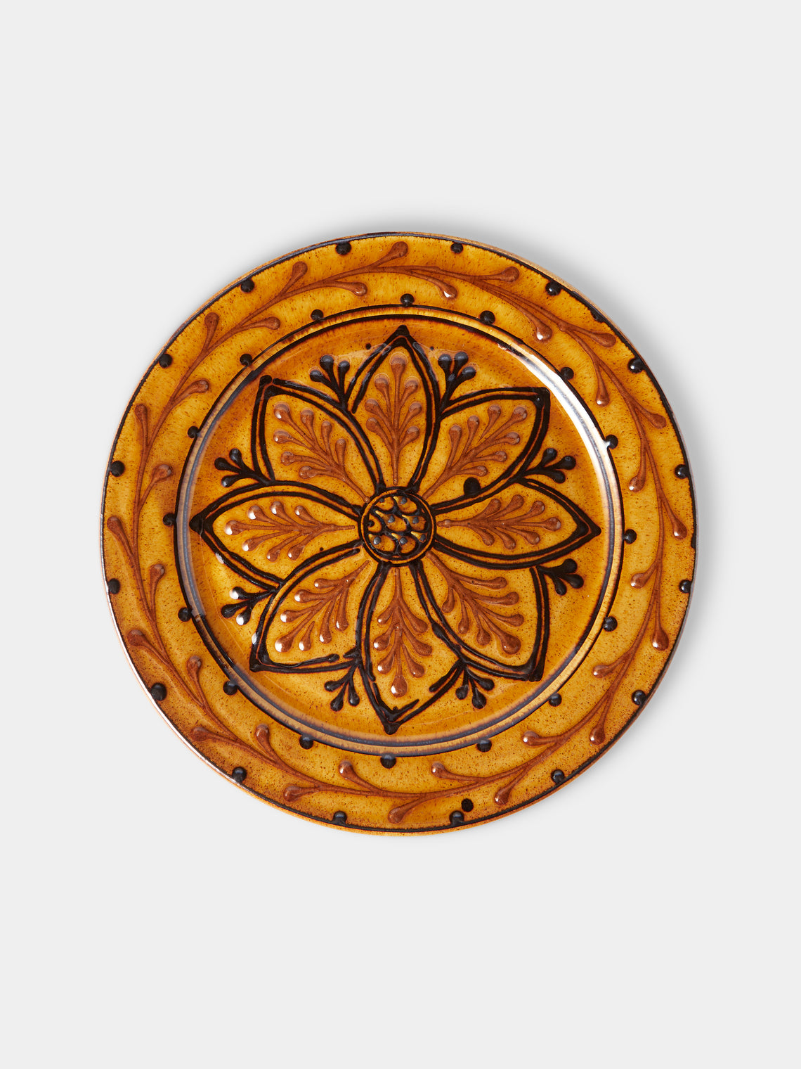 Fitch & McAndrew - Dahlias Slipware Dinner Plate (10.2in/26cm) - Orange - ABASK - 