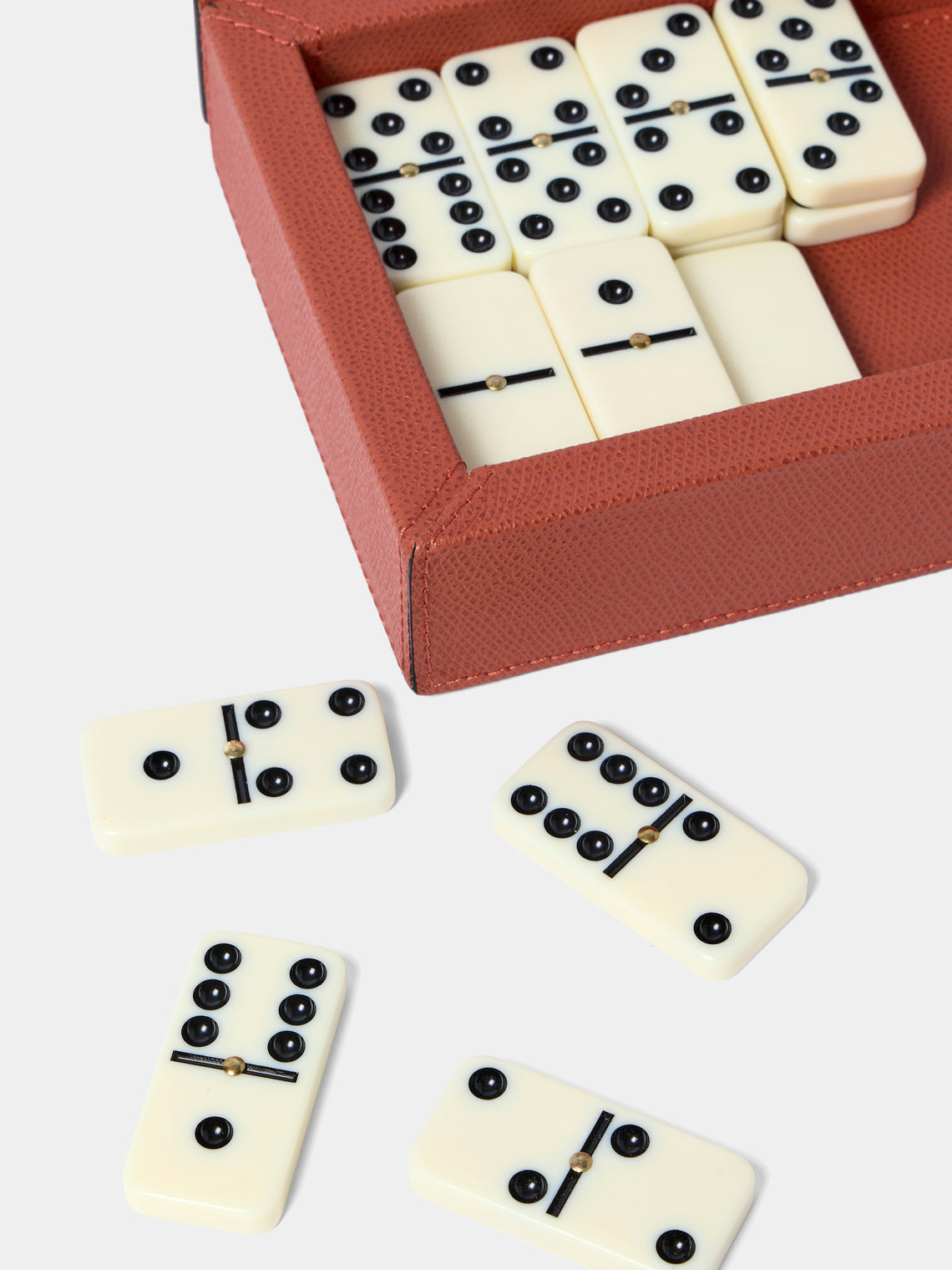 Giobagnara - Parma Leather Dominoes Set - Red - ABASK