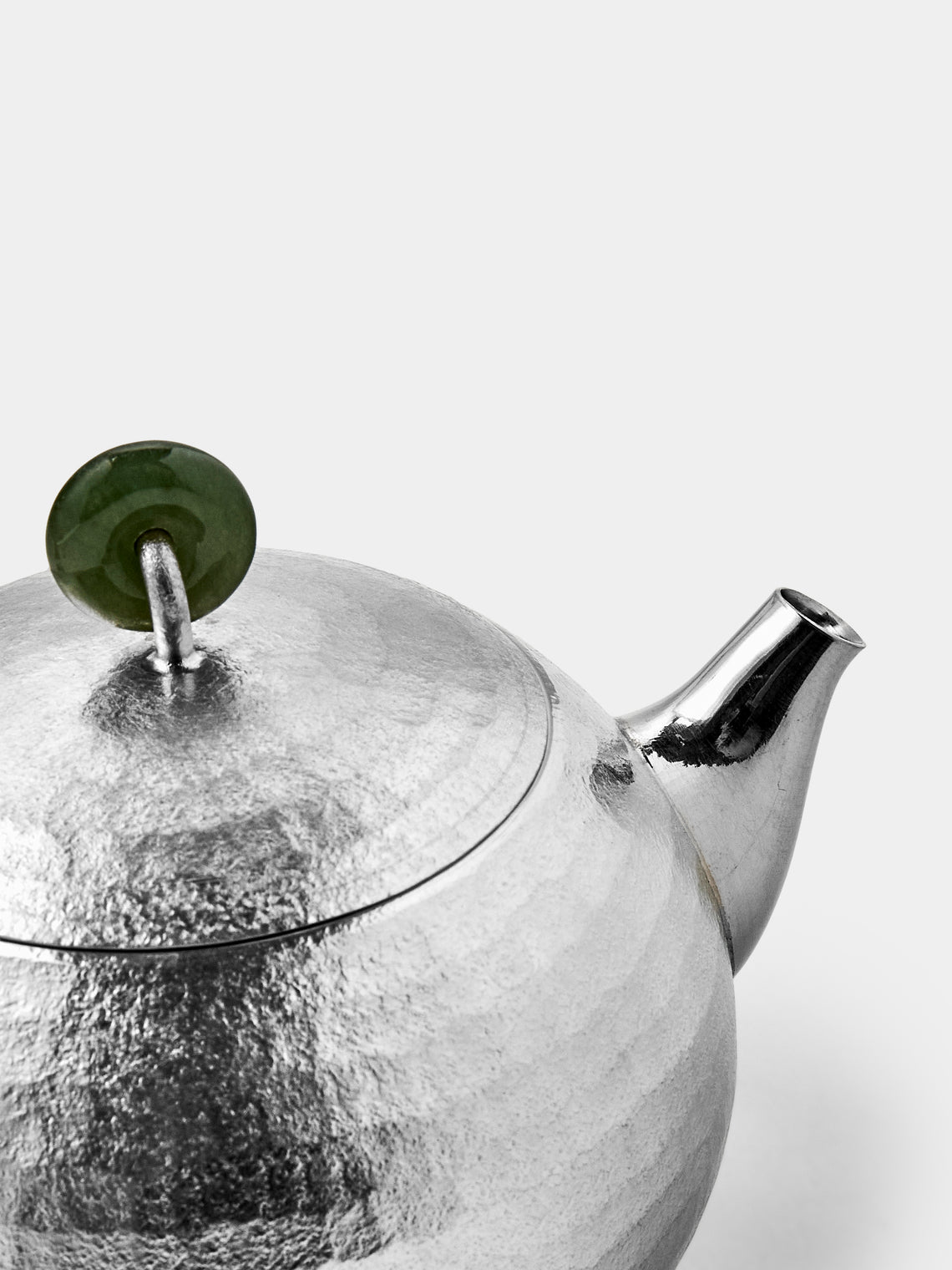 Seikado - Seishi Pewter and Jade Teapot - Silver - ABASK