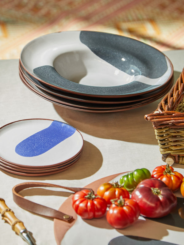 Silvia K Ceramics - Hand-Glazed Terracotta Large Rimmed Bowls (Set of 4) -  - ABASK