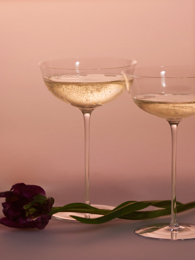 Lobmeyr - Josef Hoffmann Patrician Hand-Blown Crystal Champagne Coupes (Set of 2) - Clear - ABASK